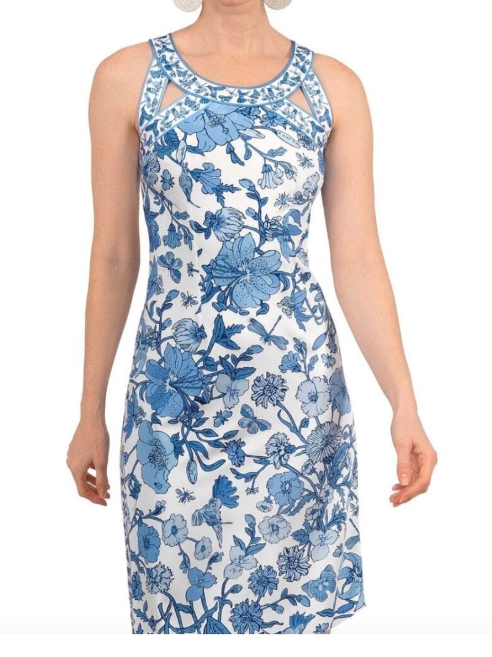 Gretchen Scott Isosceles Birds And The Bees Dress Blue White Jersey